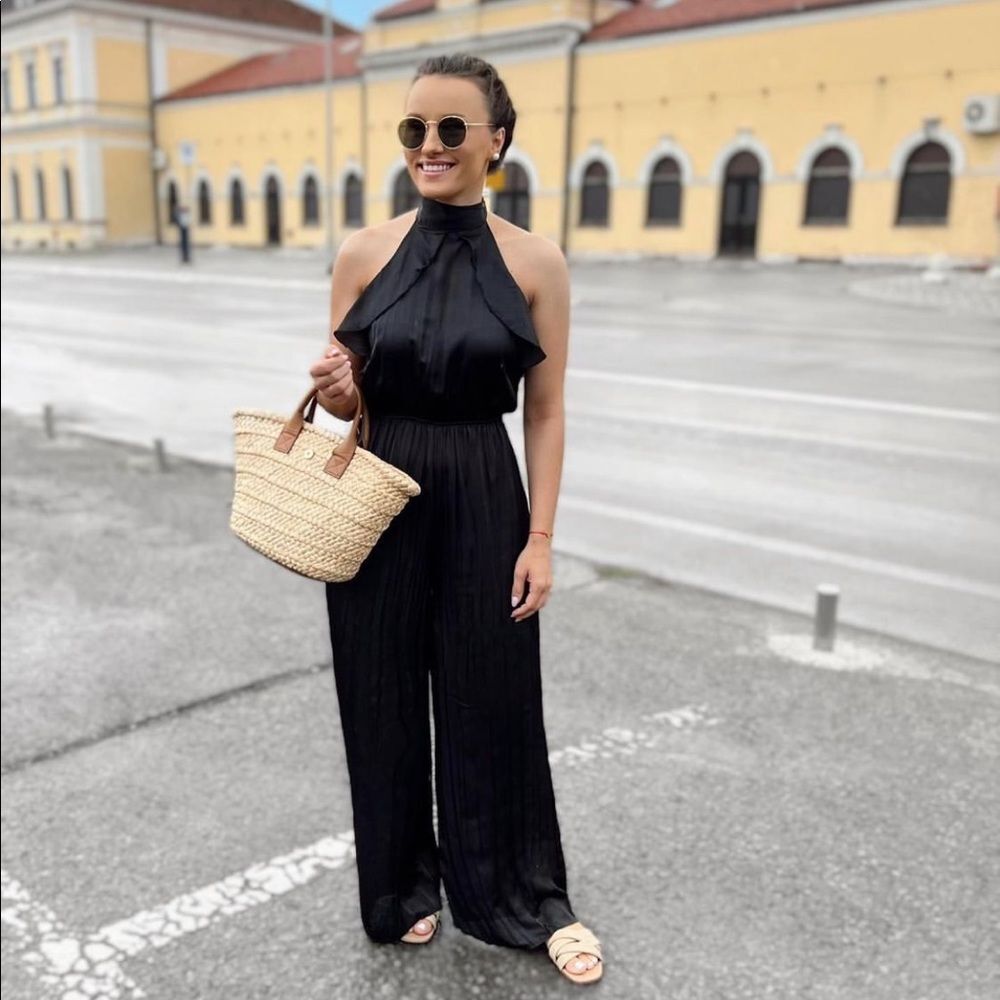 ZARA RUFFLED HALTER JUMPSUIT